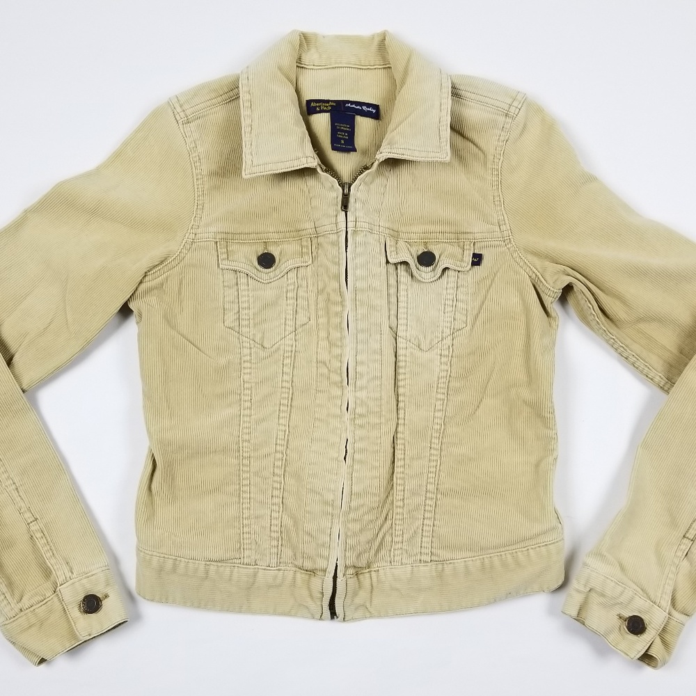 Abercrombie Fitch Ivory Cream Corduroy Zip Blazer